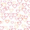 Abstract seamless background, heart rings on white background, dotted, bubbles, warm colors, love