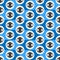 Abstract Seamless Blue, Black and White Geometric Pattern with Blinking Eyes