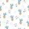 Abstract seamless cactus pattern. Trendy print