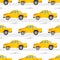 Abstract seamless cars pattern for boy on white background. Childish style wheel auto repeated backdrop. Yellow sportcar