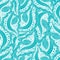 Abstract seamless floral pattern. Seamless blue background of repetitive elements, scrollwork, leaves.