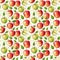 Abstract seamless fruit pattern with colorful ripe apples