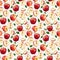 Abstract seamless fruit pattern with colorful ripe apples