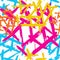 Abstract seamless geometric pattern with city elements frayed sprays triangles neon paint colored high-quality illustration in