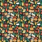 Abstract seamless grocery pattern in vector style