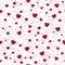 Abstract seamless heart pattern background. Paper red hearts and dots isolated on white. Valentines Day background. Vector