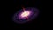 Abstract seamless loop rotating blue purple spiral galaxy in deep space with the beam with energy has released of black hole