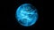 Abstract seamless looping magic plasma light blue sphere scientific pulsing atom on black background. 4K 3D rendering