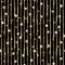 Abstract seamless pattern with 3d golden glittering acrylic paint polka dot and stripes on black background