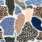 Abstract seamless pattern with animal print. Trendy hand drawn textures.