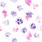 Abstract seamless pattern - black ink prints with messy dog paws. Creative monochrome backdrop with regular animal footprints