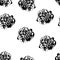 Abstract seamless pattern with black and white scribbled objects. Chaotic pattern on white background. Vector hand drawn