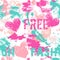 Abstract seamless pattern with colorful hearts, stains and smears