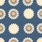 Abstract seamless pattern with daisy flowers in 1960 style. Floral aesthetic print for fabric, paper, stationery. Retro vector
