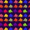 Abstract seamless pattern with elephants on violet