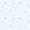 Abstract seamless pattern of falling blue snowflakes on white background. Winter pattern for banner, greeting, Christmas and New