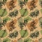 Abstract seamless pattern with gravel and tree branches in doodle style. Random geometric pebble wallpaper. Stone