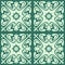 Abstract seamless pattern on green emerald background, textile and decoration design, ornate arabic style