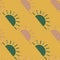 Abstract seamless pattern with green and pink ethnic sun ornament. Orange background. Tribal ornament