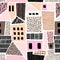 Abstract seamless pattern with houses with hand drawn textures and shapes. Perfect for fabric.textile,wallpaper. Vector Illustrati