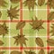 Abstract seamless pattern with leaves and flowers Background with maple leaf with plaid brown background