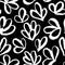 Abstract seamless pattern. Modern Artistic plants, flowers hand drawn with brush on black background. Children drawing