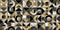 Abstract seamless pattern, modern background, geometric mosaic tile with assorted black and white marble textures and gold,