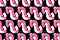 abstract seamless pattern of pink and white question marks on a black background
