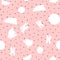 Abstract seamless pattern. Repeated brush strokes and polka dot.