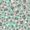 Abstract seamless pattern with repeated colored round dots and spots.