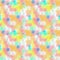 Abstract seamless pattern with small transparent colored balls arranged chaotically.