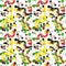 Abstract seamless pattern spots serpentine ribbons. Red black green yellow. Kwanzaa, Black history month, Juneteenth