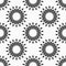 Abstract seamless pattern of vector circle frames. Technology circle emblems. Stylized flowers.