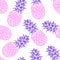 Abstract seamless pattern, wallpaper, background, backdrop. Pink with purple hand drawn pineapple. Vector sketch