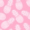 Abstract seamless pattern, wallpaper, background, backdrop. Pink with white hand drawn pineapple. Vector sketch