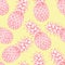 Abstract seamless pattern, wallpaper, background, backdrop Pink yellow white hand drawn pineapple. Vector sketch