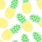 Abstract seamless pattern, wallpaper, background, backdrop. Yellow hand drawn pineapple. Vector sketch, tropical exotic