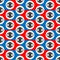 Abstract Seamless Red Blue, Black and White Geometric Pattern with Blinking Eyes