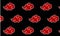 Abstract seamless red cloud pattern on black background.