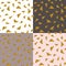 Abstract seamless repeating pattern with gold glitter triangles on different backgrounds