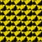 Abstract seamless Row of glowing radioactive yellow black signs on black background.