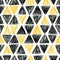Abstract seamless scandinavian pattern with black and yellow triangles