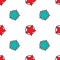 Abstract seamless vector pattern background design with stars and circles around colorful funny cute vintage retro art red aqua bl