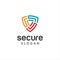 Abstract Secure Logo Design Colorful. Shield Logo Line Art Template. Simple Guard Logo Icon