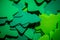 Abstract selective focus of felt paper green Christmas trees, useful for backgrounds. Selective focus