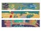 Abstract set horizontal banners spring floral art and sign.