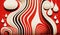 Abstract seventies retro style background in red and white.