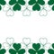 Abstract shamrock frame with top and bottom border in trendy green. Concept for St. Patrick greeting