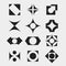 Abstract shape universal icon element poster, banner, sticker clip art decorative pattern monochrome