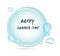 Abstract shape vector circle banner with blue green colors, beautiful crystal ball, free form water drop with the word happy summe